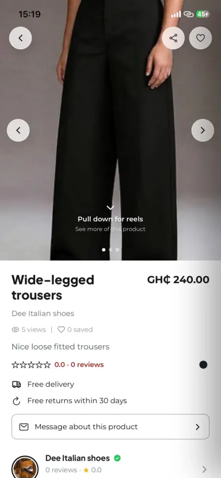 A product page on the Browz app